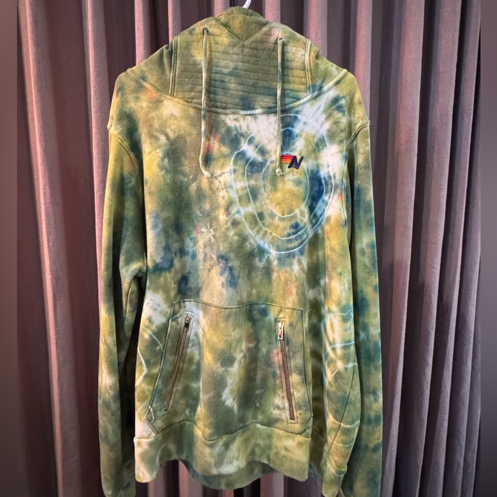 Aviator Nation: HAND DYED NINJA PULLOVER HOODIE //TIE DYE GREEN YELLOW 💚💛